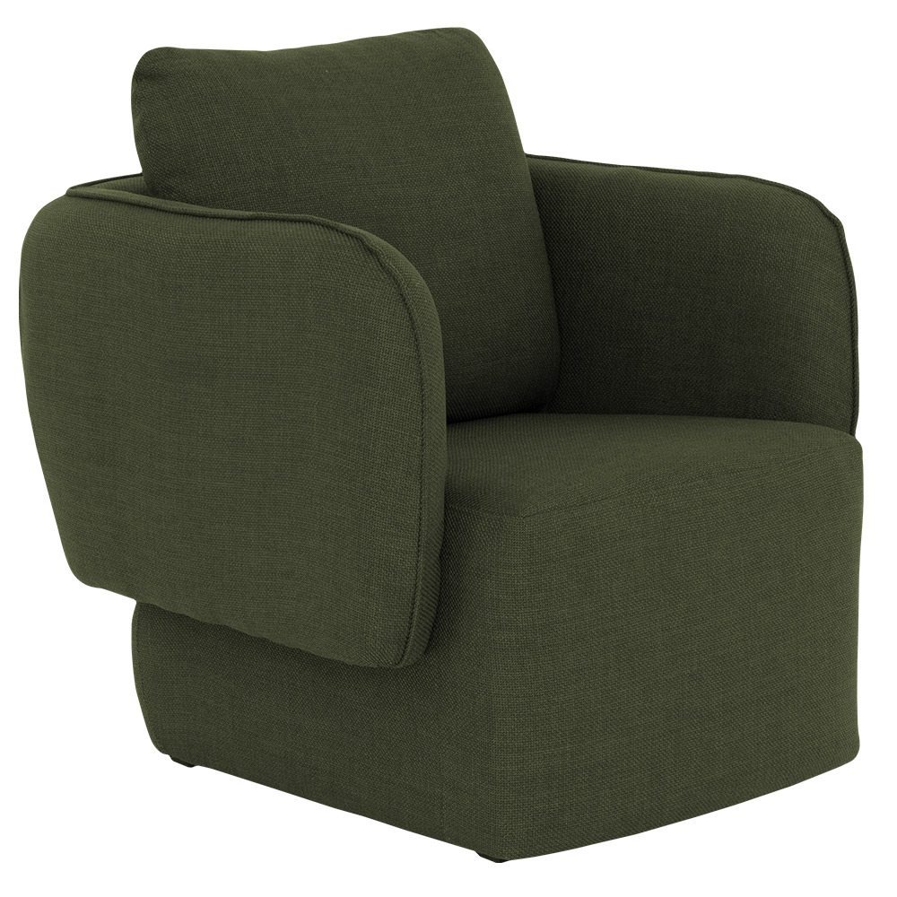 Poltrona Decorativa Sala de Estar Duna Linho Verde Musgo - Nexta Casa