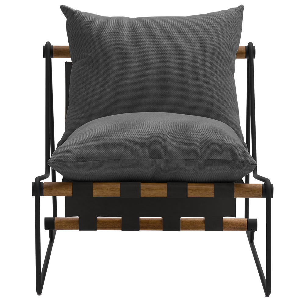 Poltrona Decorativa Turim Base Aço Preto Recouro Black Poliéster Cinza - Nexta Casa