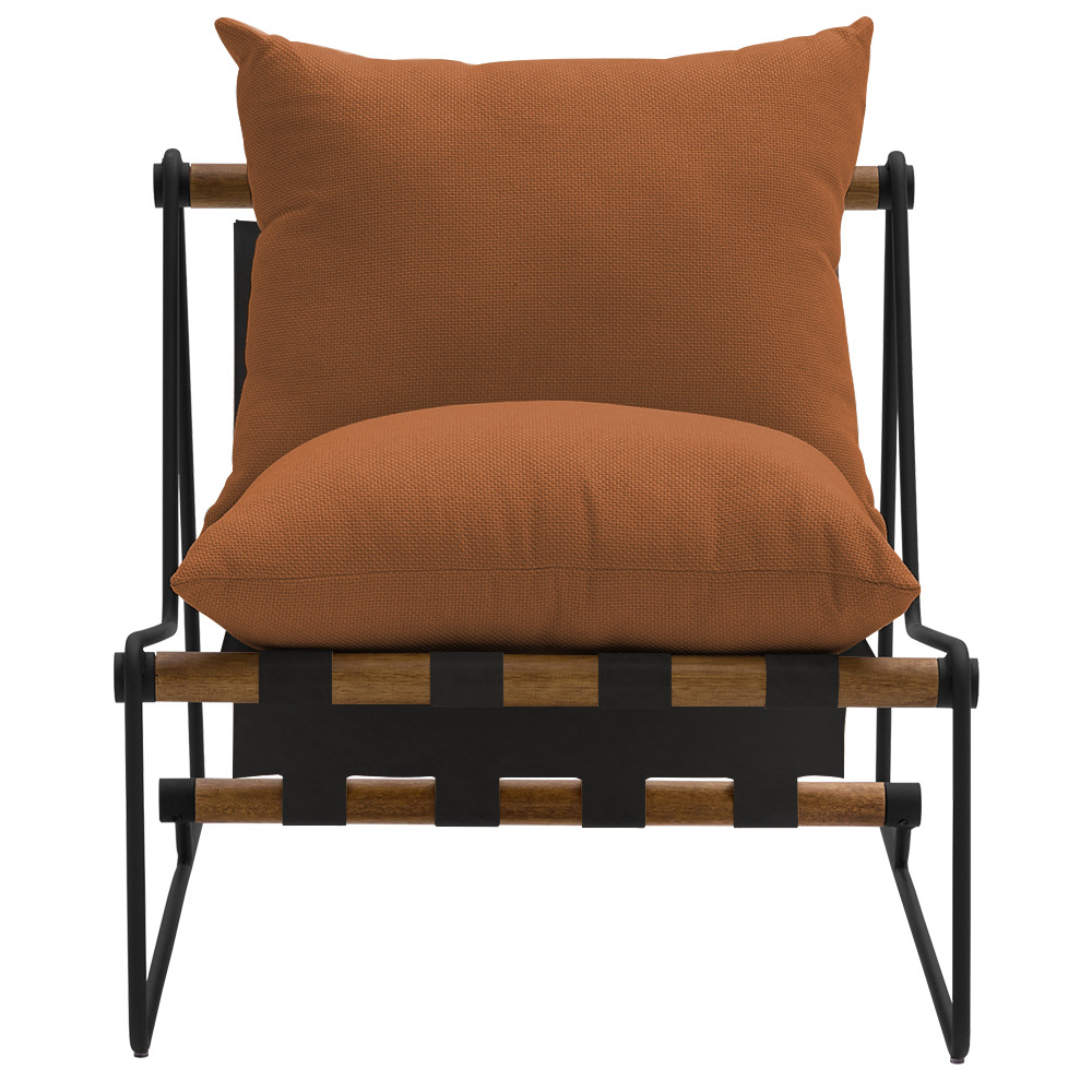 Poltrona Decorativa Turim Base Aço Preto Recouro Black Poliéster Terracota - Nexta Casa