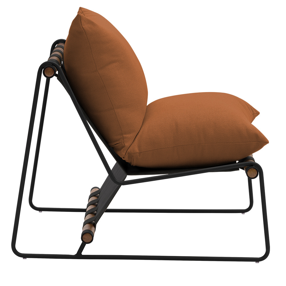 Poltrona Decorativa Turim Base Aço Preto Recouro Black Poliéster Terracota - Nexta Casa