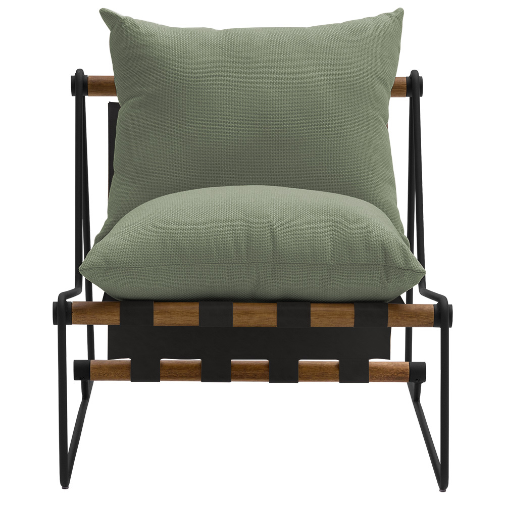 Poltrona Decorativa Turim Base Aço Preto Recouro Black Poliéster Verde - Nexta Casa