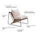 Poltrona Decorativa Turim Base Aço Preto Recouro Camel Linho Off White - Nexta Casa