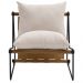 Poltrona Decorativa Turim Base Aço Preto Recouro Camel Linho Off White - Nexta Casa