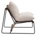 Poltrona Decorativa Turim Base Aço Preto Recouro Camel Linho Off White - Nexta Casa