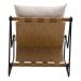 Poltrona Decorativa Turim Base Aço Preto Recouro Camel Linho Off White - Nexta Casa