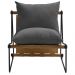 Poltrona Decorativa Turim Base Aço Preto Recouro Camel Poliéster Cinza - Nexta Casa