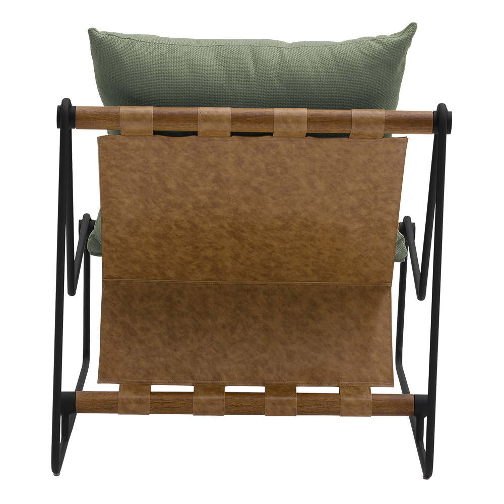 Poltrona Decorativa Turim Base Aço Preto Recouro Camel Poliéster Verde - Nexta Casa