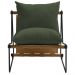 Poltrona Decorativa Turim Base Aço Preto Recouro Camel Poliéster Verde Musgo - Nexta Casa
