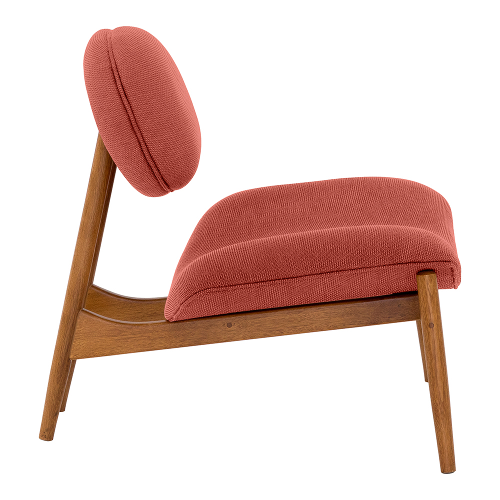 Poltrona Decorativa Yves Base Madeira Castanho Linho Coral - Nexta Casa