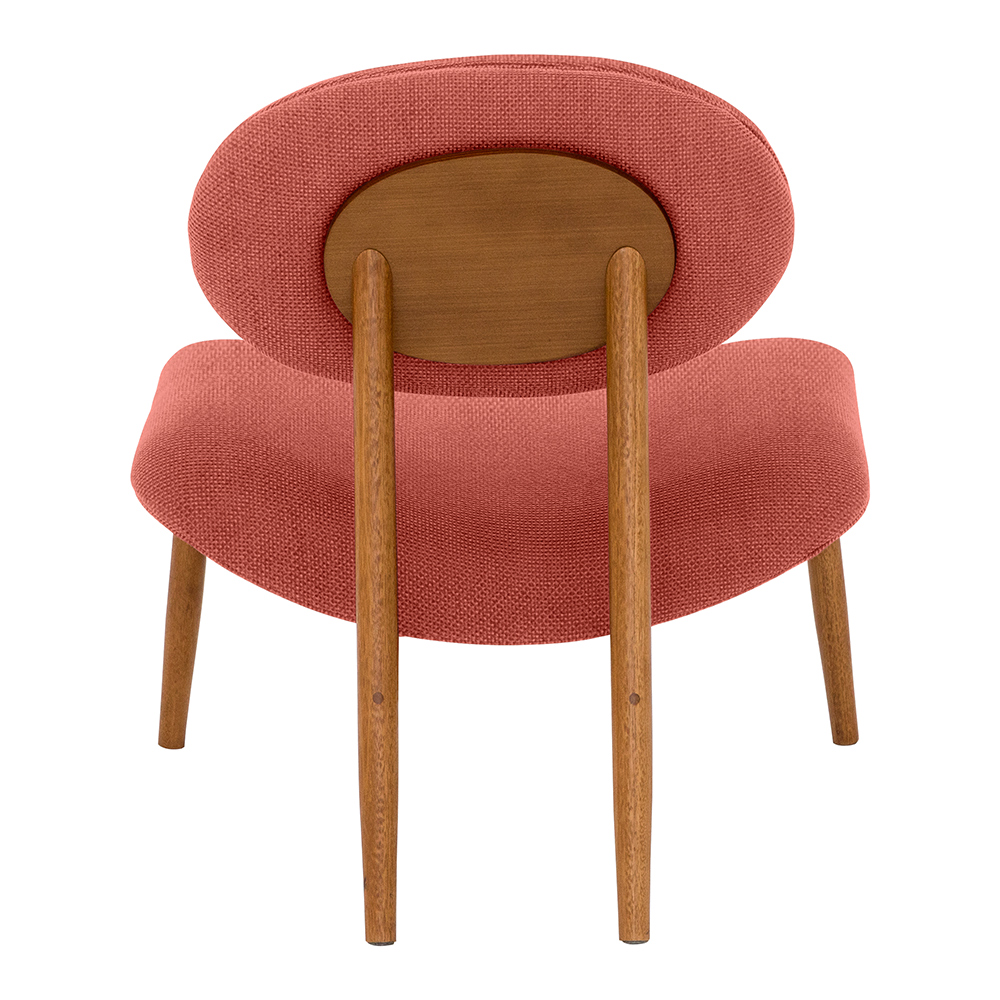 Poltrona Decorativa Yves Base Madeira Castanho Linho Coral - Nexta Casa
