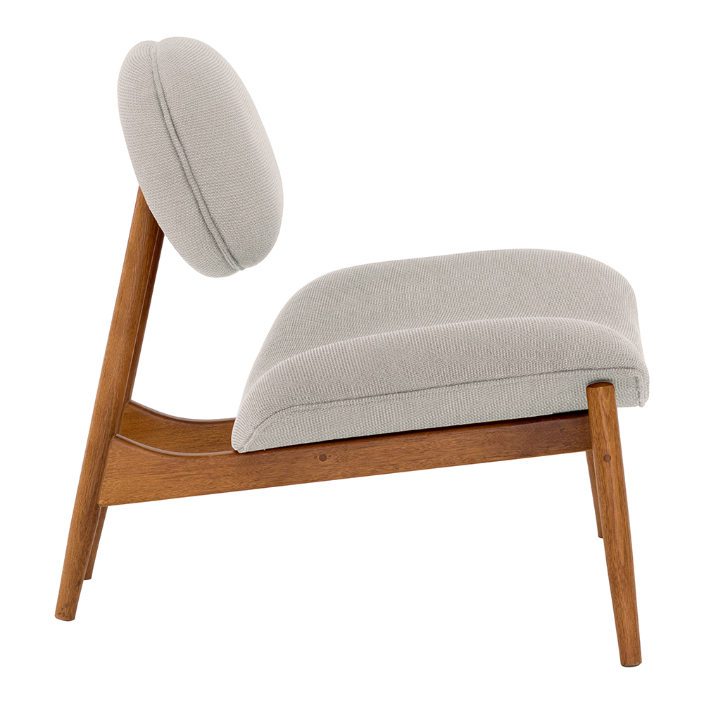 Poltrona Decorativa Yves Base Madeira Castanho Linho Off White - Nexta Casa