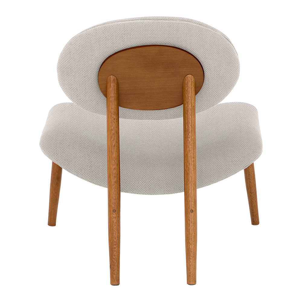 Poltrona Decorativa Yves Base Madeira Castanho Linho Off White - Nexta Casa