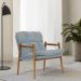 Poltrona Hermes Base Madeira Castanho Bouclé Azul Claro - Nexta Casa