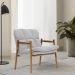 Poltrona Hermes Base Madeira Castanho Bouclé Cinza Claro - Nexta Casa