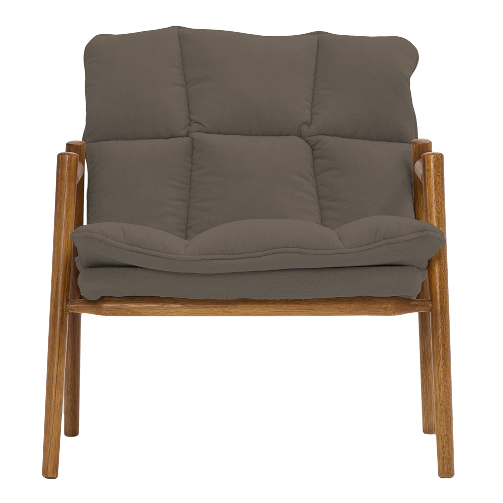Poltrona Hermes Base Madeira Castanho Bouclé Marrom - Nexta Casa