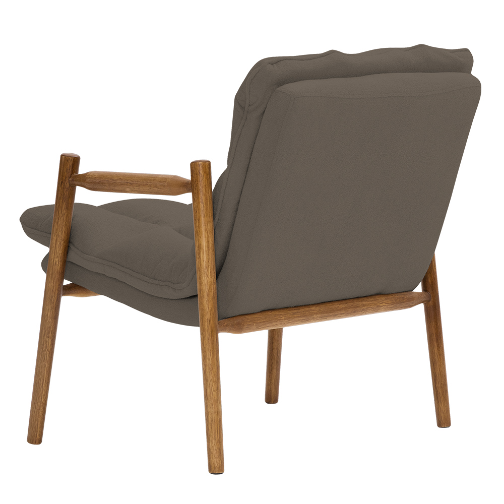 Poltrona Hermes Base Madeira Castanho Bouclé Marrom - Nexta Casa
