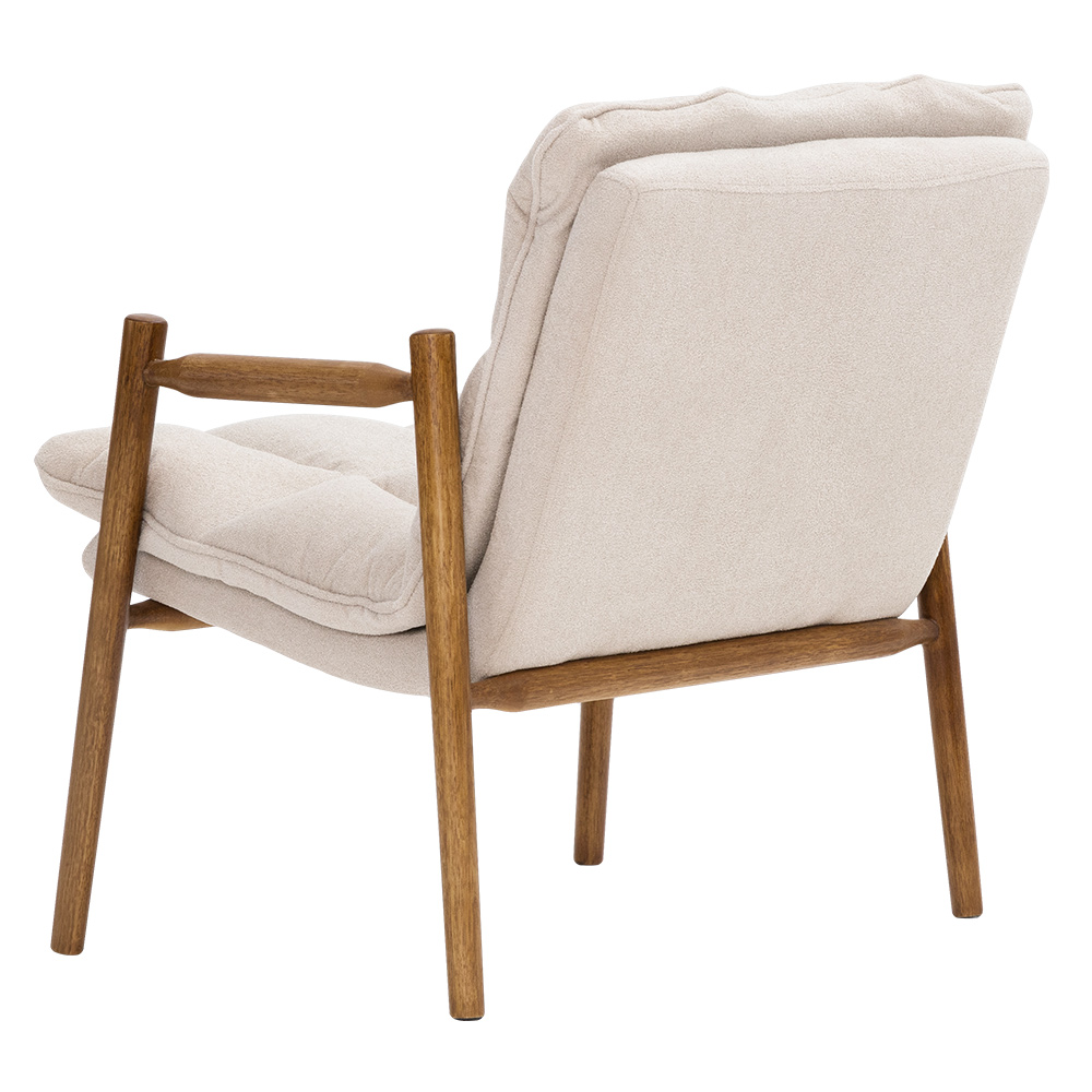 Poltrona Hermes Base Madeira Castanho Bouclé Off White - Nexta Casa
