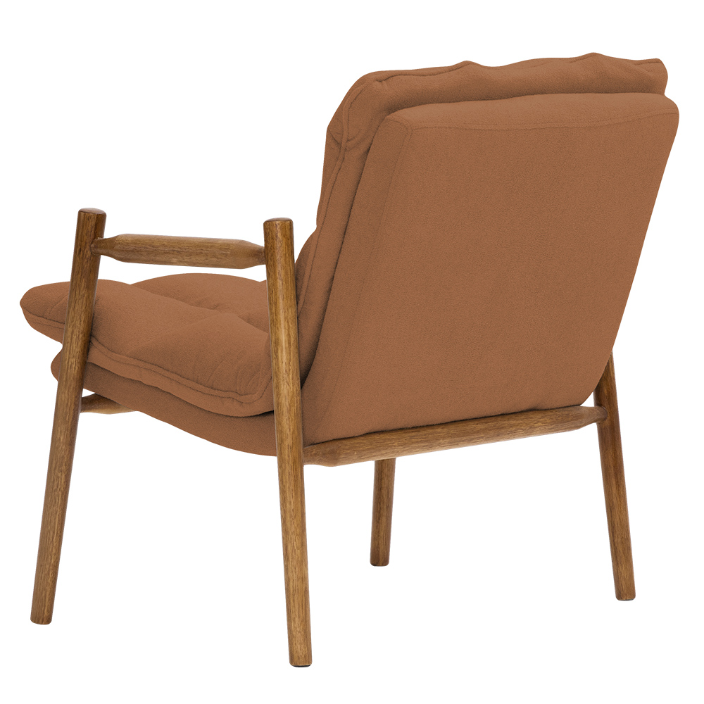 Poltrona Hermes Base Madeira Castanho Bouclé Terracota - Nexta Casa