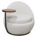 Poltrona Kaira Mesa Lateral Direita Base Fixa Preto Bouclé Creep Off White - Nexta Casa