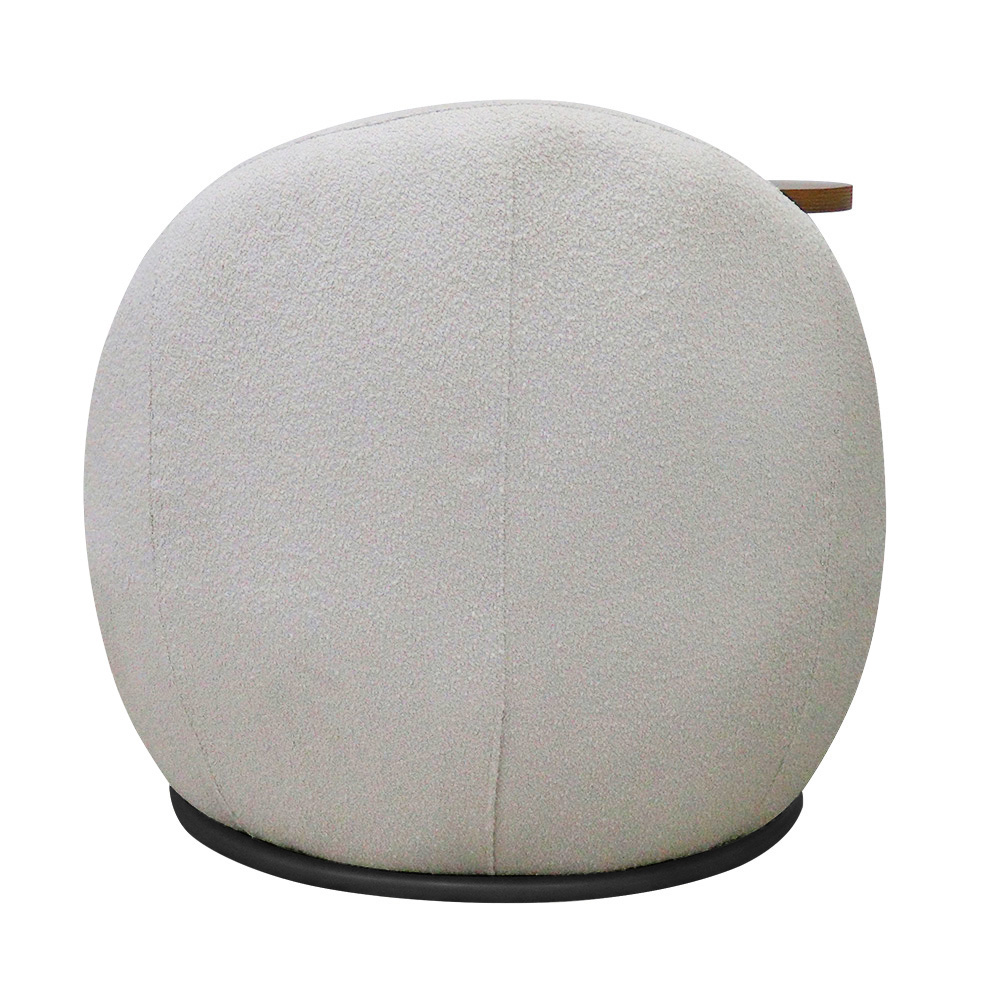 Poltrona Kaira Mesa Lateral Direita Base Fixa Preto Bouclé Creep Off White - Nexta Casa