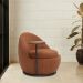 Poltrona Kaira Mesa Lateral Direita Base Fixa Preto Bouclé Terracota - Nexta Casa