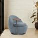 Poltrona Kaira Mesa Lateral Direita Base Fixa Titânio Bouclé Azul Claro - Nexta Casa