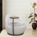 Poltrona Kaira Mesa Lateral Direita Fixa Titânio Bouclé Creep Off White - Nexta Casa