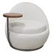 Poltrona Kaira Mesa Lateral Direita Fixa Titânio Bouclé Creep Off White - Nexta Casa