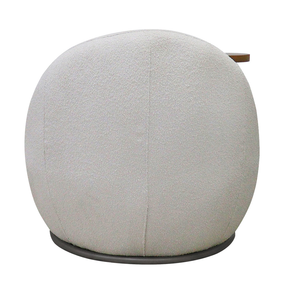 Poltrona Kaira Mesa Lateral Direita Fixa Titânio Bouclé Creep Off White - Nexta Casa