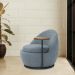 Poltrona Kaira Mesa Lateral Esquerda Base Fixa Preto Bouclé Azul Claro - Nexta Casa