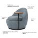 Poltrona Kaira Mesa Lateral Esquerda Base Fixa Preto Bouclé Azul Claro - Nexta Casa
