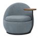 Poltrona Kaira Mesa Lateral Esquerda Base Fixa Preto Bouclé Azul Claro - Nexta Casa