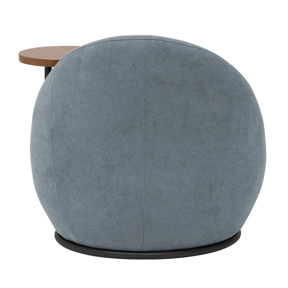 Poltrona Kaira Mesa Lateral Esquerda Base Fixa Preto Bouclé Azul Claro - Nexta Casa