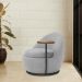 Poltrona Kaira Mesa Lateral Esquerda Base Fixa Preto Bouclé Cinza Claro - Nexta Casa
