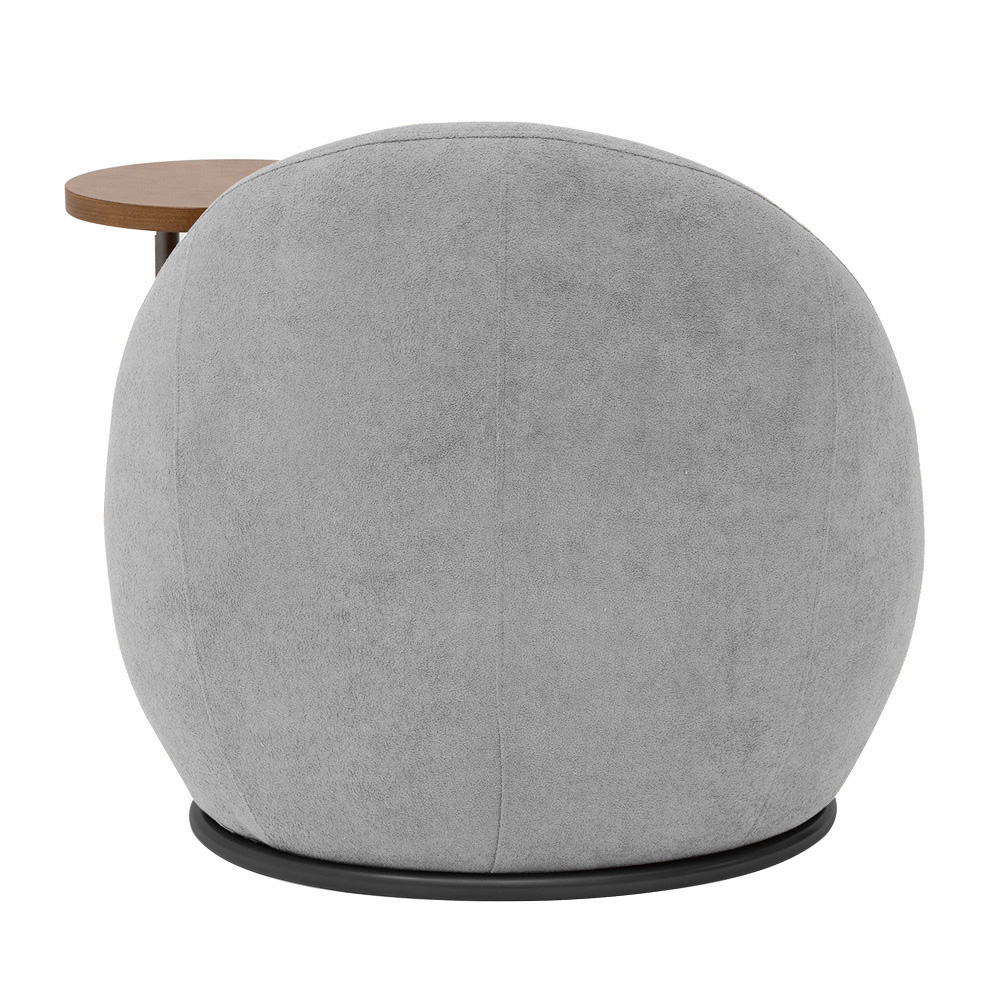 Poltrona Kaira Mesa Lateral Esquerda Base Fixa Preto Bouclé Cinza Claro - Nexta Casa