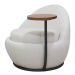 Poltrona Kaira Mesa Lateral Esquerda Base Fixa Preto Bouclé Creep Off White - Nexta Casa