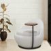 Poltrona Kaira Mesa Lateral Esquerda Base Fixa Preto Bouclé Creep Off White - Nexta Casa