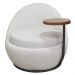 Poltrona Kaira Mesa Lateral Esquerda Base Fixa Preto Bouclé Creep Off White - Nexta Casa