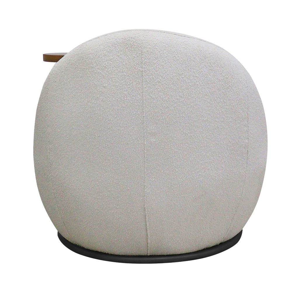 Poltrona Kaira Mesa Lateral Esquerda Base Fixa Preto Bouclé Creep Off White - Nexta Casa