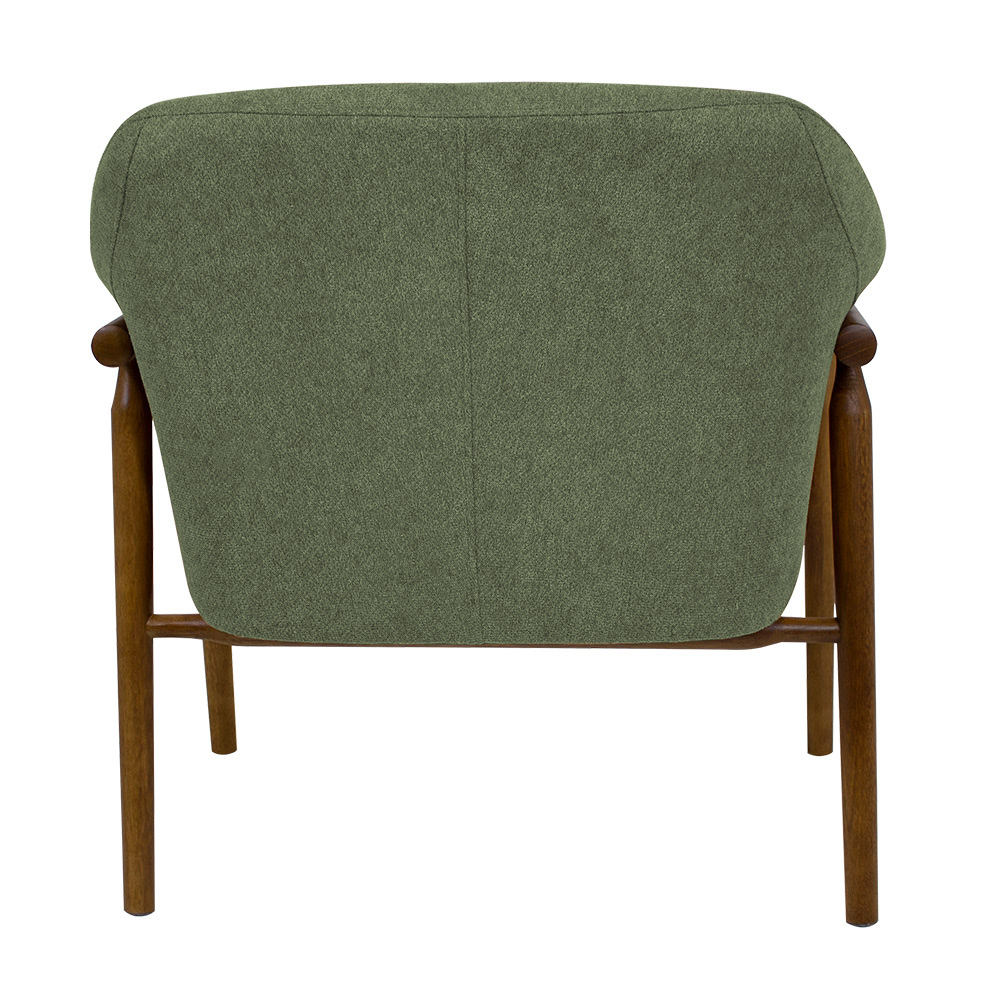 Poltrona Luna Base Madeira Castanho Poliéster Bouclé Verde - Nexta Casa