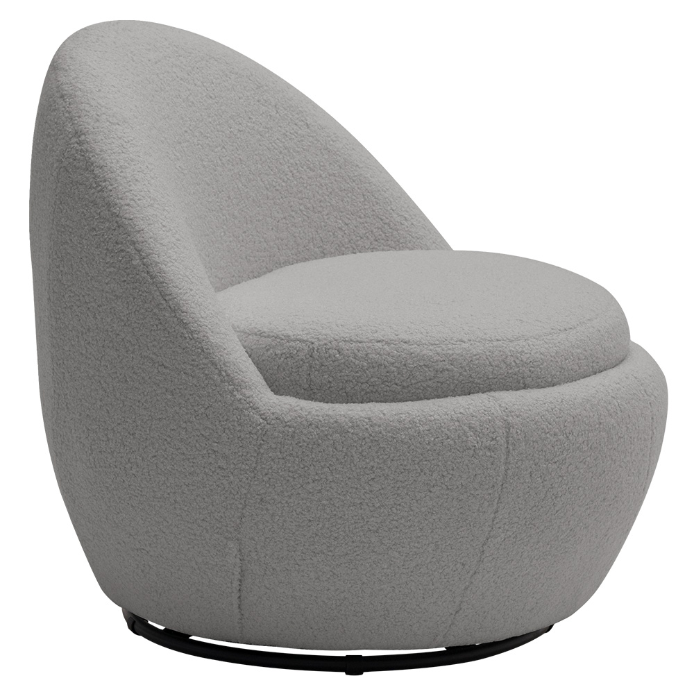 Poltrona Orgânica Kaira Base Giratória Bouclê Sheep Cinza - Nexta Casa