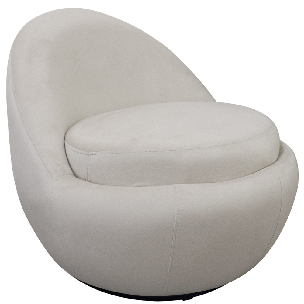 Poltrona Orgânica Kaira Base Giratória Veludo Off White - Nexta Casa