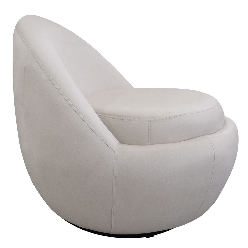 Poltrona Orgânica Kaira Base Giratória Veludo Off White - Nexta Casa