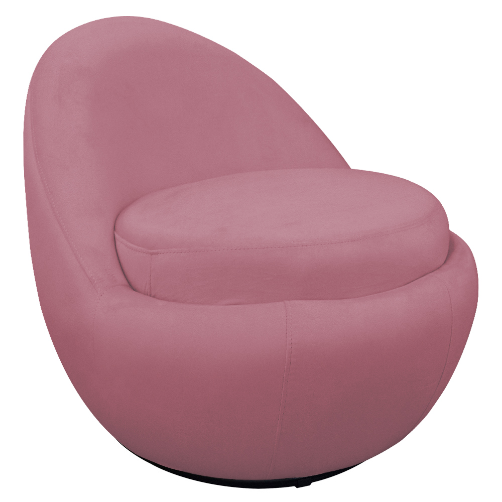 Poltrona Orgânica Kaira Base Giratória Veludo Rosa - Nexta Casa