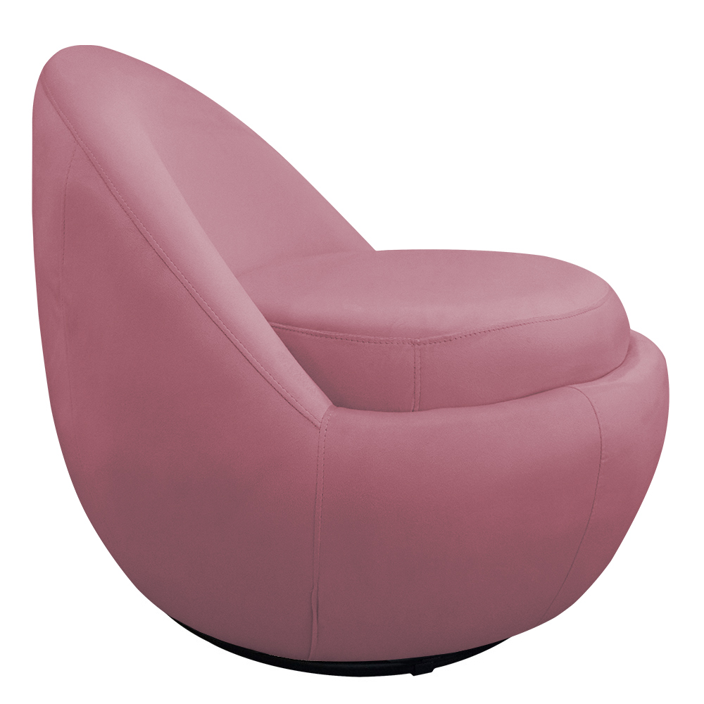 Poltrona Orgânica Kaira Base Giratória Veludo Rosa - Nexta Casa
