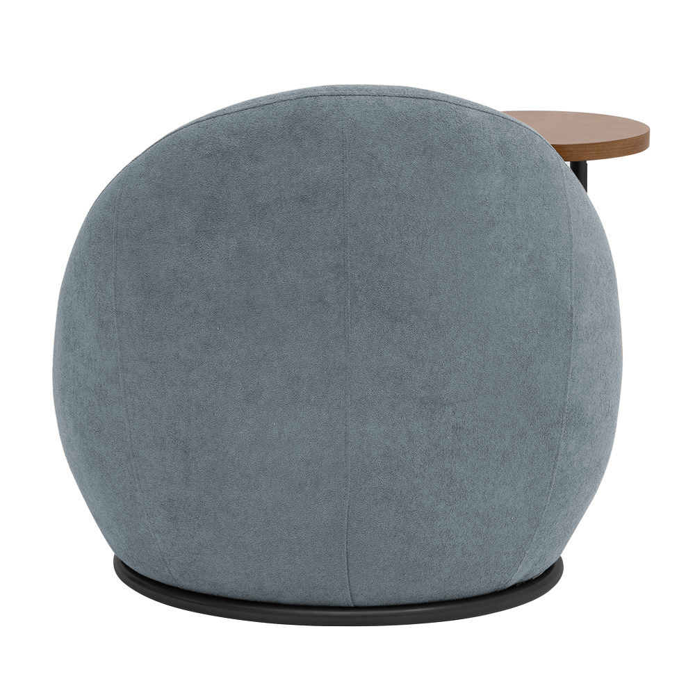 Poltrona Orgânica Kaira com Mesa Lateral Direita Base Fixa Preto Bouclé Azul Claro - Nexta Casa
