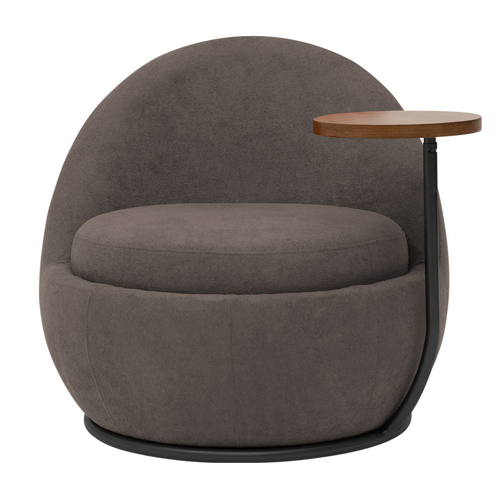 Poltrona Orgânica Kaira com Mesa Lateral Esquerda Base Fixa Preto Bouclé Marrom - Nexta Casa