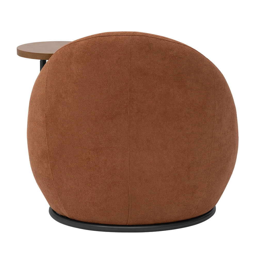 Poltrona Orgânica Kaira com Mesa Lateral Esquerda Base Fixa Preto Bouclé Terracota - Nexta Casa