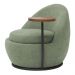 Poltrona Orgânica Kaira com Mesa Lateral Esquerda Base Fixa Preto Bouclé Verde Claro - Nexta Casa