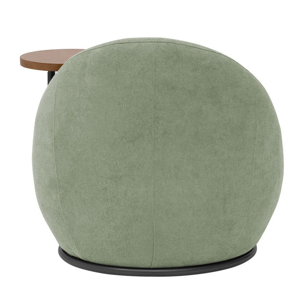 Poltrona Orgânica Kaira com Mesa Lateral Esquerda Base Fixa Preto Bouclé Verde Claro - Nexta Casa